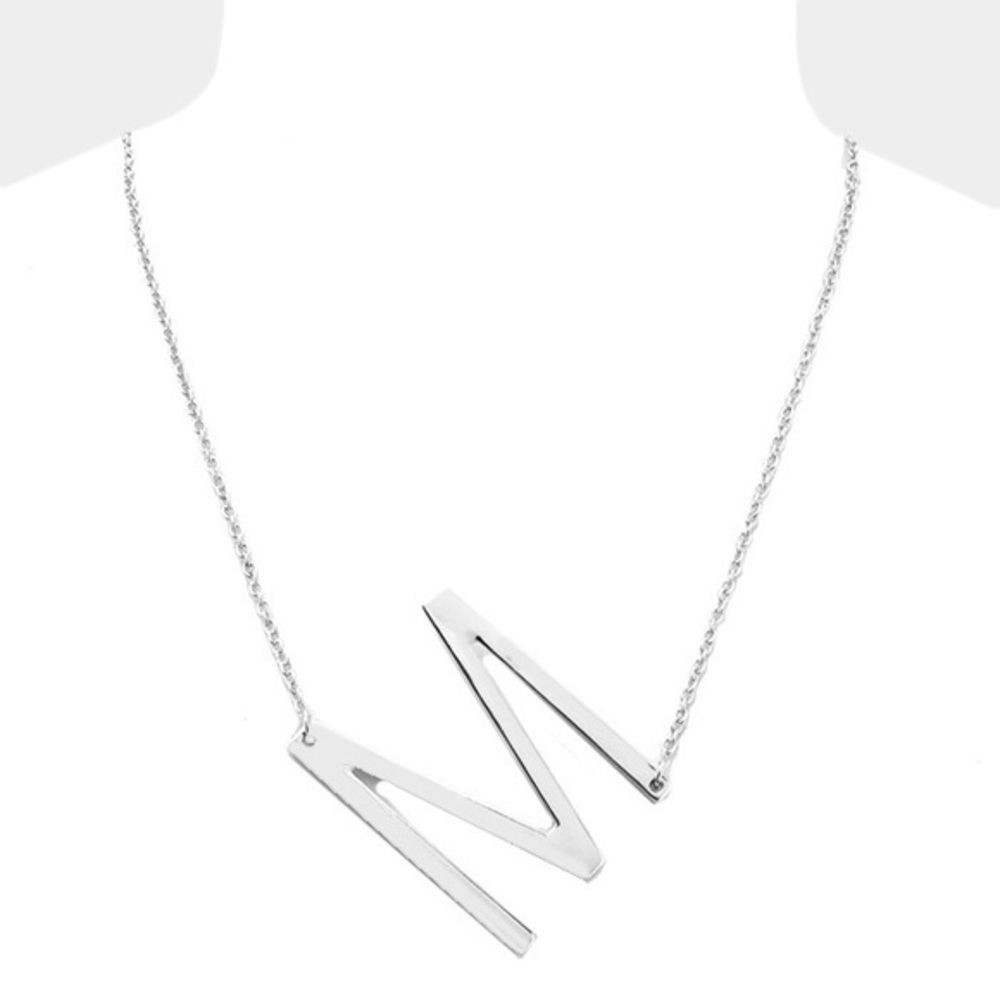 Silver monogram necklace
